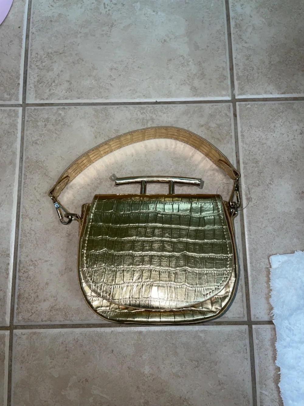Gold Zara croc print bag purse - Picture 3 of 8